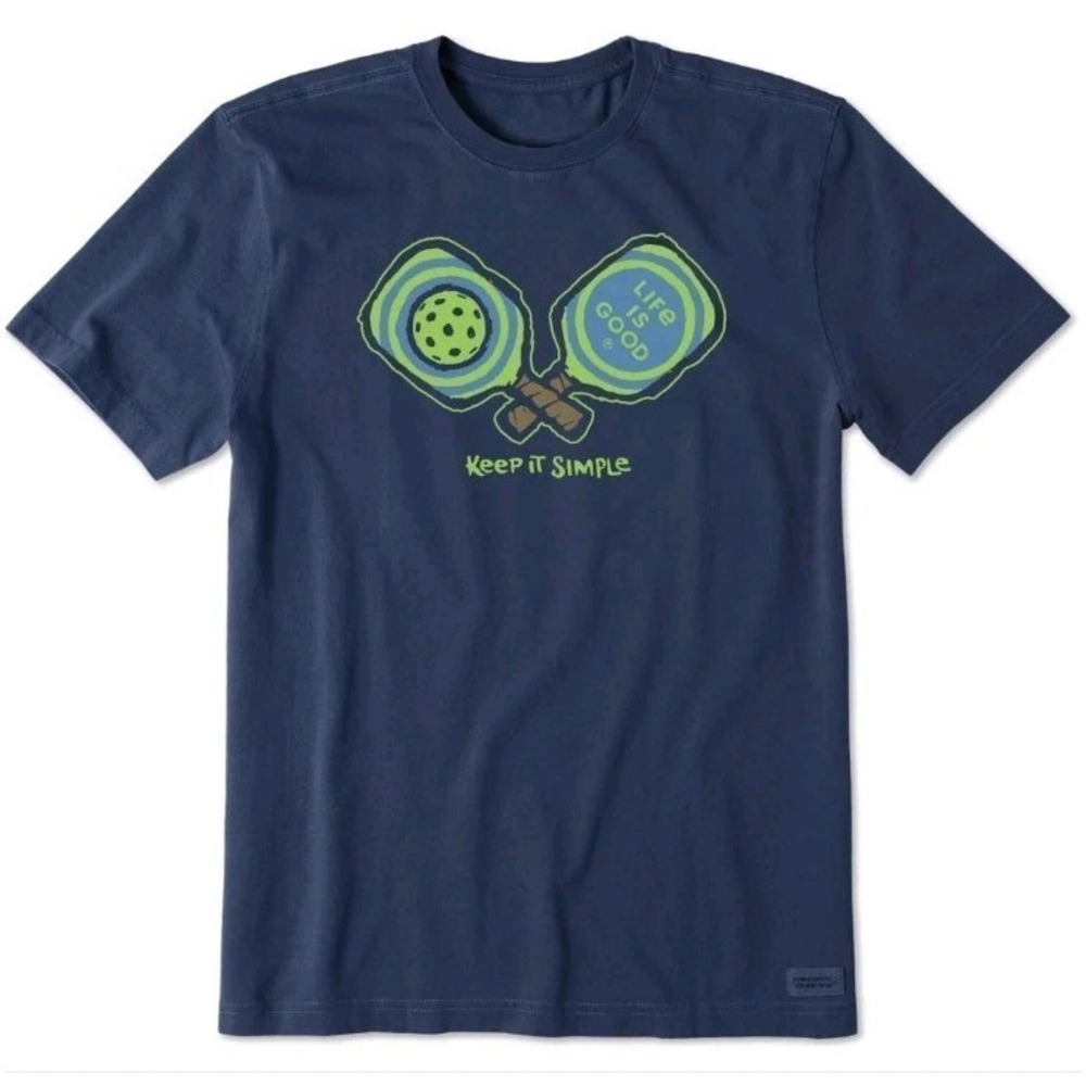 Life Is Good Pickleball Crusher Tee Mens XL Keep It Simple Graphic T Shirt Blue
